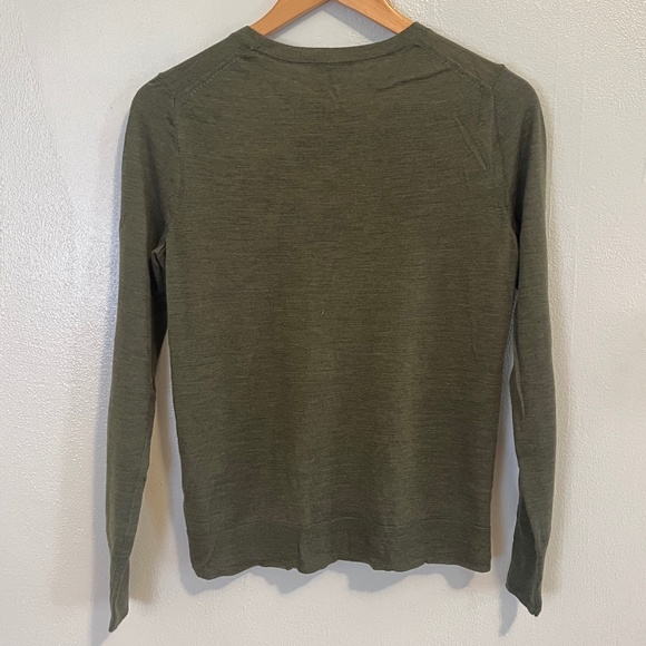J Crew Olive Green 100% Merino Wool Crewneck Sweater, Size Small - Picture 2 of 4
